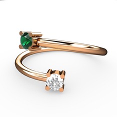 Alona Yüzük - Yeşil kuvars ve swarovski 925 ayar rose altın kaplama gümüş yüzük #i915if