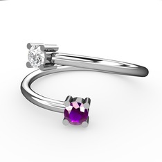 Alona Yüzük - Swarovski ve ametist 14 ayar beyaz altın yüzük #jhiaiv