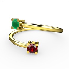 Alona Yüzük - Kök zümrüt ve garnet 14 ayar altın yüzük #jiwzui