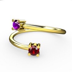 Alona Yüzük - Ametist ve garnet 14 ayar altın yüzük #k12iem