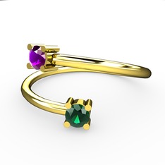 Alona Yüzük - Ametist ve yeşil kuvars 8 ayar altın yüzük #kld5vy