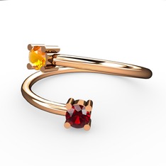 Sitrin ve garnet 8 ayar rose altın yüzük