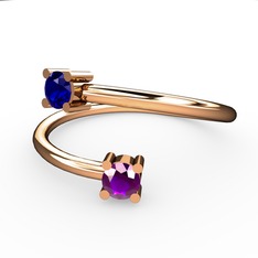 Lab safir ve ametist 14 ayar rose altın yüzük