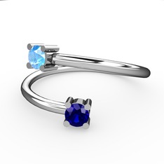 Alona Yüzük - Akuamarin ve lab safir 18 ayar beyaz altın yüzük #nh1kef