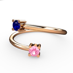 Alona Yüzük - Lab safir ve pembe kuvars 925 ayar rose altın kaplama gümüş yüzük #ogfbzz