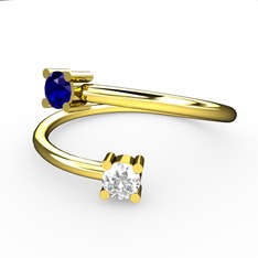 Alona Yüzük - Lab safir ve swarovski 925 ayar altın kaplama gümüş yüzük #pqjcnz