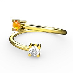 Sitrin ve swarovski 925 ayar altın kaplama gümüş yüzük