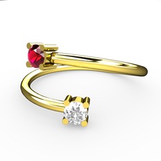 Rodolit garnet ve pırlanta 8 ayar altın yüzük (0.24 karat)