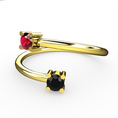 Alona Yüzük - Rodolit garnet ve siyah zirkon 18 ayar altın yüzük #rar3ja