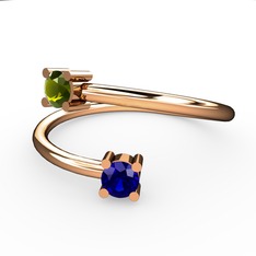 Alona Yüzük - Peridot ve lab safir 8 ayar rose altın yüzük #skxbpe