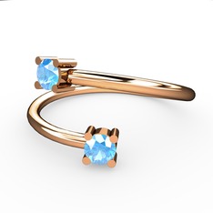 Alona Yüzük - Akuamarin 14 ayar rose altın yüzük #ud85js