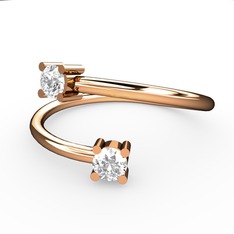 Alona Yüzük - Beyaz zirkon ve swarovski 18 ayar rose altın yüzük #ue39n1