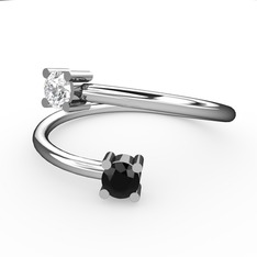 Alona Yüzük - Swarovski ve siyah zirkon 18 ayar beyaz altın yüzük #w5d6je