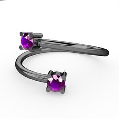 Alona Yüzük - Ametist 925 ayar siyah rodyum kaplama gümüş yüzük #wg7qbu