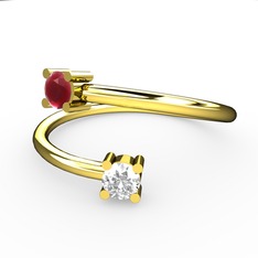 Alona Yüzük - Kök yakut ve pırlanta 18 ayar altın yüzük (0.24 karat) #wp5jp1