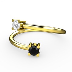 Pırlanta ve siyah zirkon 8 ayar altın yüzük (0.24 karat)