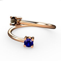 Alona Yüzük - Dumanlı kuvars ve lab safir 14 ayar rose altın yüzük #ym4d5q