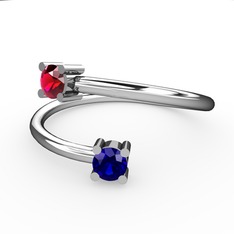 Alona Yüzük - Rodolit garnet ve lab safir 8 ayar beyaz altın yüzük #ymr4lq