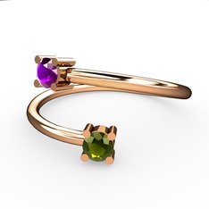 Alona Yüzük - Ametist ve peridot 925 ayar rose altın kaplama gümüş yüzük #zytw3t