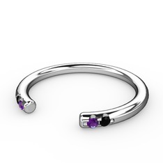 Ametist ve siyah zirkon 925 ayar gümüş yüzük