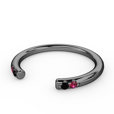 Siyah zirkon ve rodolit garnet 925 ayar siyah rodyum kaplama gümüş yüzük