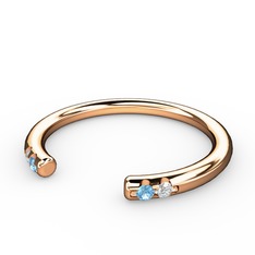 Vova Yüzük - Akuamarin ve swarovski 8 ayar rose altın yüzük #19ljpgt