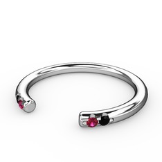 Rodolit garnet ve siyah zirkon 925 ayar gümüş yüzük