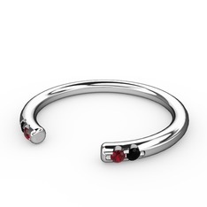 Garnet ve siyah zirkon 925 ayar gümüş yüzük
