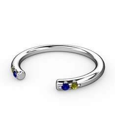 Vova Yüzük - Lab safir ve peridot 14 ayar beyaz altın yüzük #1amfhwr