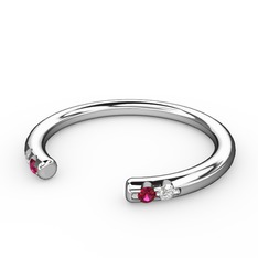 Vova Yüzük - Rodolit garnet ve pırlanta 14 ayar beyaz altın yüzük (0.03 karat) #1bhngt9