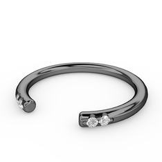 Vova Yüzük - Beyaz zirkon ve pırlanta 925 ayar siyah rodyum kaplama gümüş yüzük (0.03 karat) #1c1xrwu