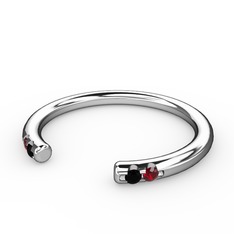 Siyah zirkon ve garnet 8 ayar beyaz altın yüzük