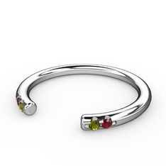 Vova Yüzük - Peridot ve garnet 18 ayar beyaz altın yüzük #1dkcvrt