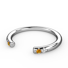 Vova Yüzük - Sitrin ve beyaz zirkon 14 ayar beyaz altın yüzük #1erjbux