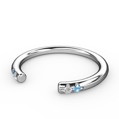 Swarovski ve akuamarin 8 ayar beyaz altın yüzük