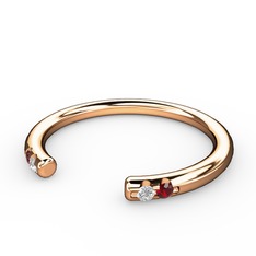 Vova Yüzük - Pırlanta ve garnet 14 ayar rose altın yüzük (0.03 karat) #1gel2rt
