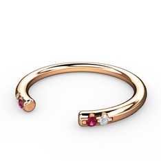 Rodolit garnet ve pırlanta 8 ayar rose altın yüzük (0.03 karat)