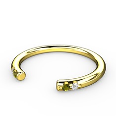 Vova Yüzük - Peridot ve beyaz zirkon 8 ayar altın yüzük #1gr2thz