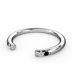 Vova Yüzük - Swarovski ve siyah zirkon 18 ayar beyaz altın yüzük #1hyczhm