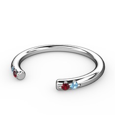 Garnet ve akuamarin 925 ayar gümüş yüzük