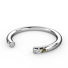 Vova Yüzük - Swarovski ve dumanlı kuvars 14 ayar beyaz altın yüzük #1lqm05d