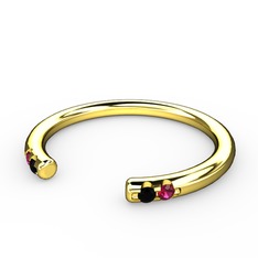 Siyah zirkon ve rodolit garnet 8 ayar altın yüzük