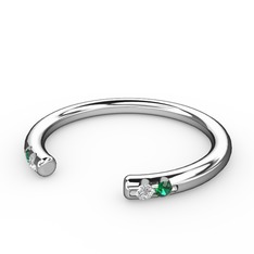 Swarovski ve yeşil kuvars 18 ayar beyaz altın yüzük