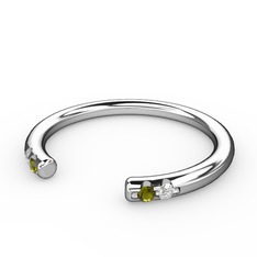 Vova Yüzük - Peridot ve swarovski 14 ayar beyaz altın yüzük #1pbg5z7