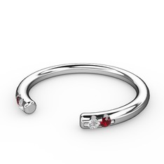 Beyaz zirkon ve garnet 925 ayar gümüş yüzük