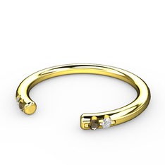 Vova Yüzük - Dumanlı kuvars ve swarovski 8 ayar altın yüzük #1uh4d2l