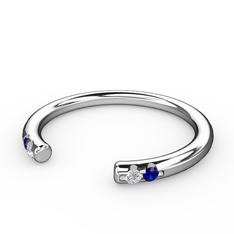 Vova Yüzük - Swarovski ve lab safir 18 ayar beyaz altın yüzük #1vx0edh