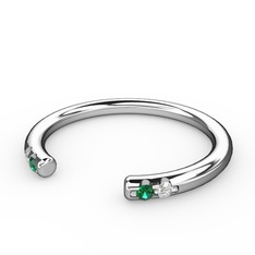 Vova Yüzük - Yeşil kuvars ve beyaz zirkon 18 ayar beyaz altın yüzük #1y1535j