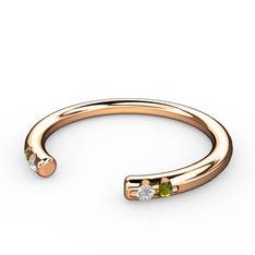 Vova Yüzük - Pırlanta ve peridot 925 ayar rose altın kaplama gümüş yüzük (0.03 karat) #2xlxfo