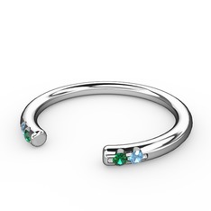 Vova Yüzük - Yeşil kuvars ve akuamarin 925 ayar gümüş yüzük #4afmae